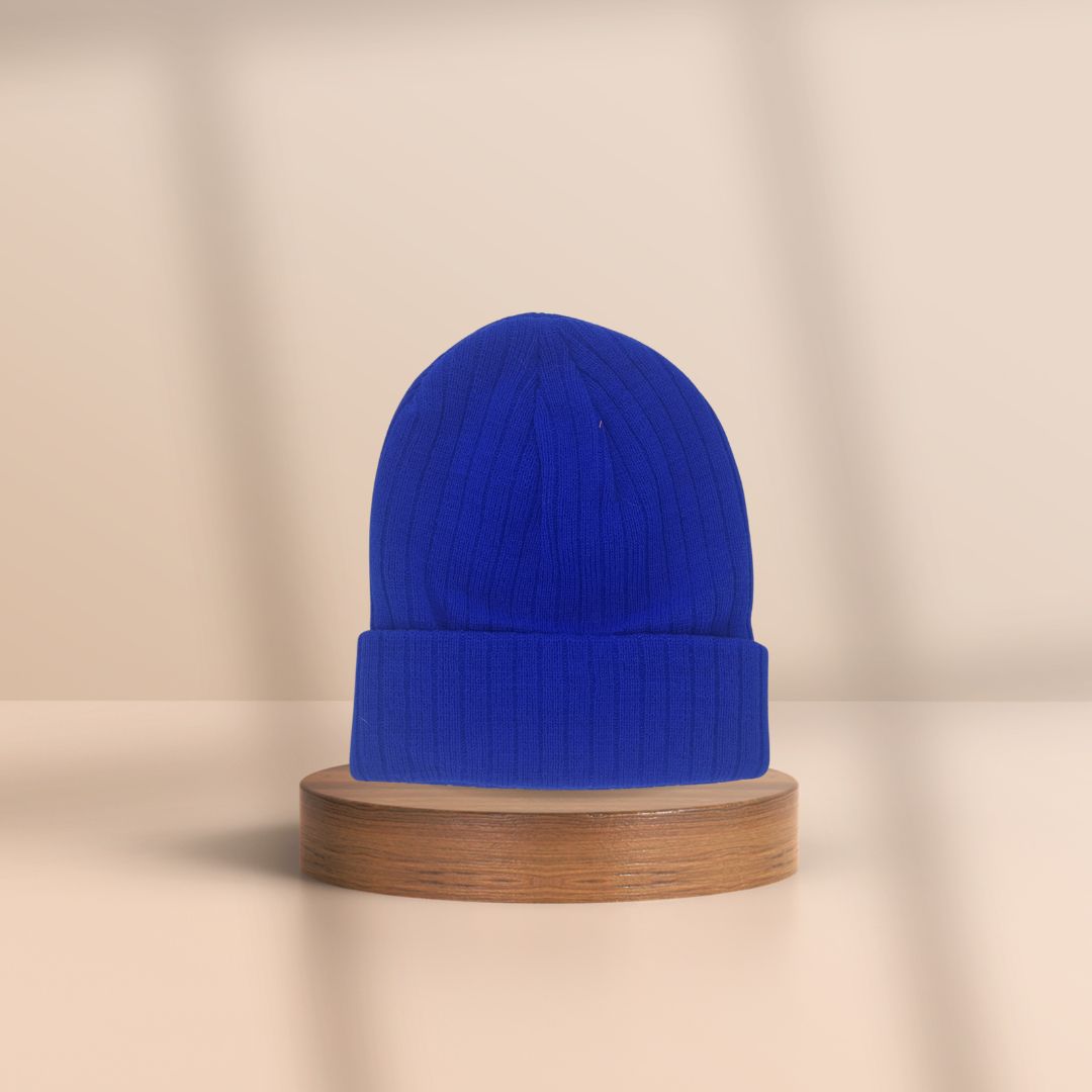 ביני סרוג כחול - Beanie Knitted